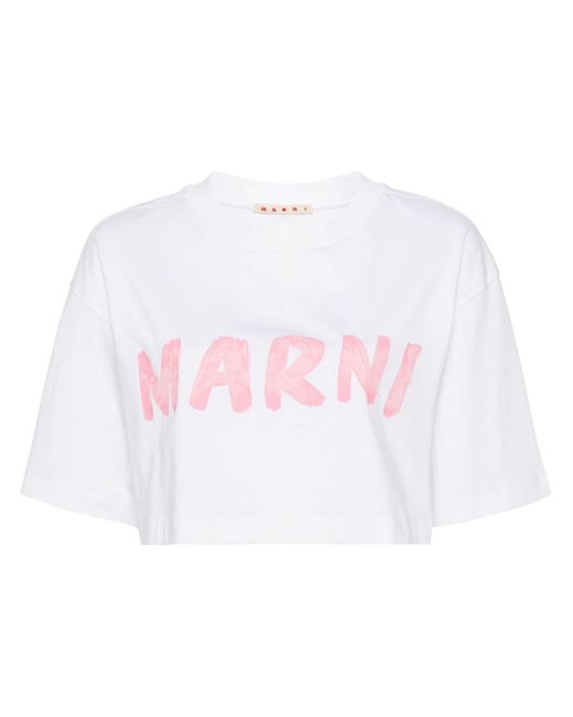 Marni logo-print cropped T-shirt