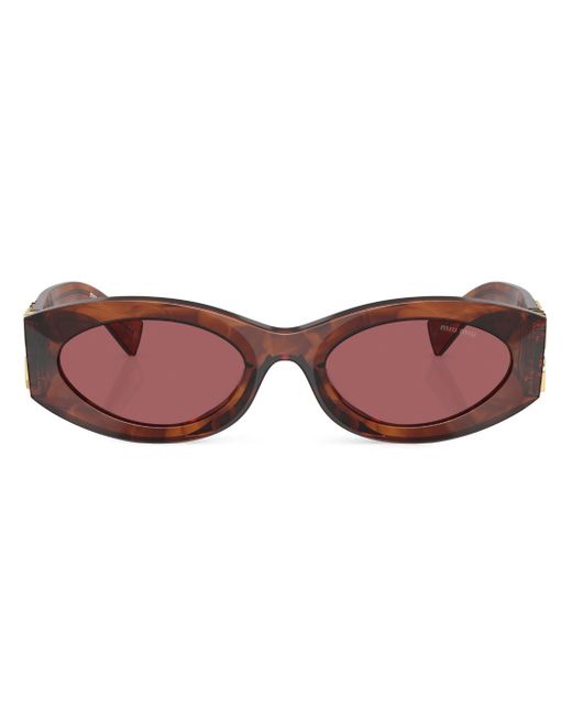 Miu Miu logo-lettering oval-frame sunglasses