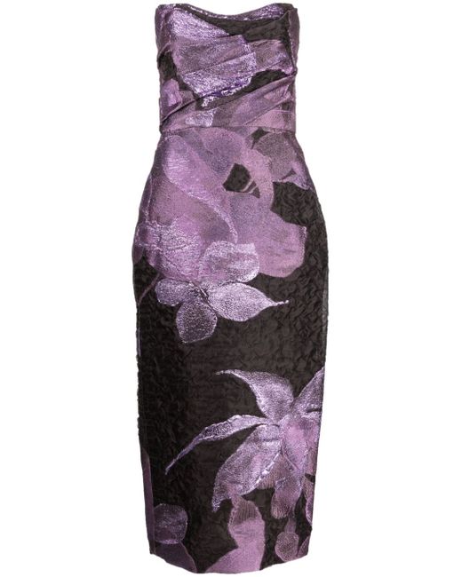 Amsale floral-print midi pencil dress