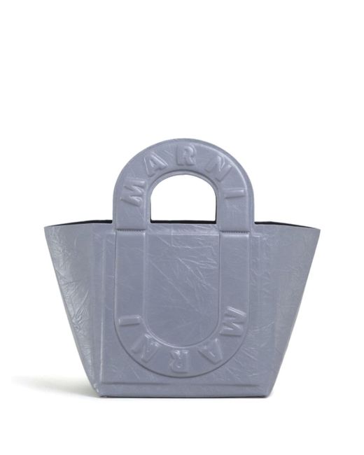 Marni logo-embossed leather tote bag