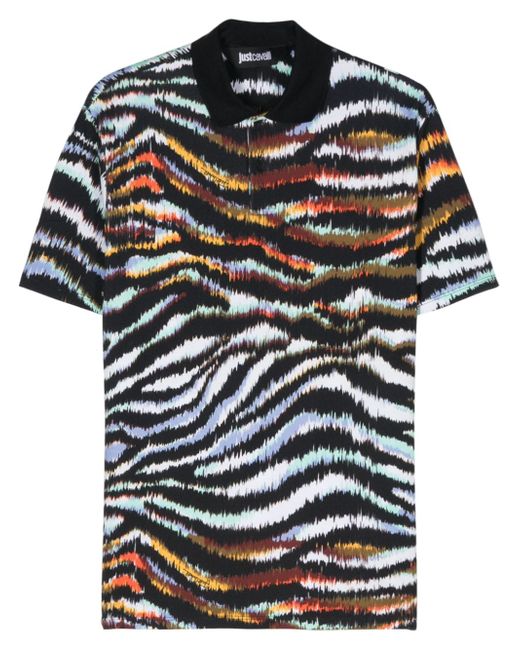 Just Cavalli zebra-print cotton polo shirt