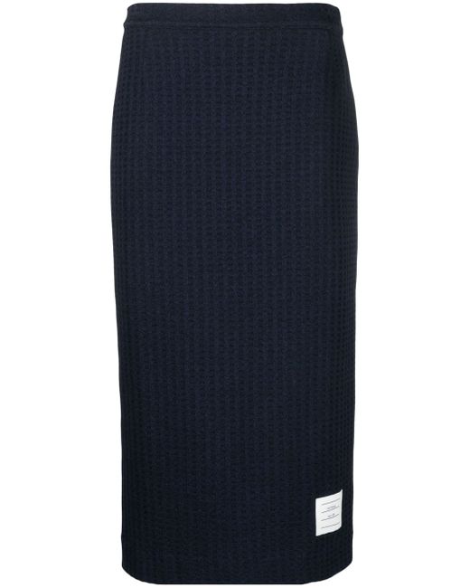 Thom Browne logo-patch jacquard skirt