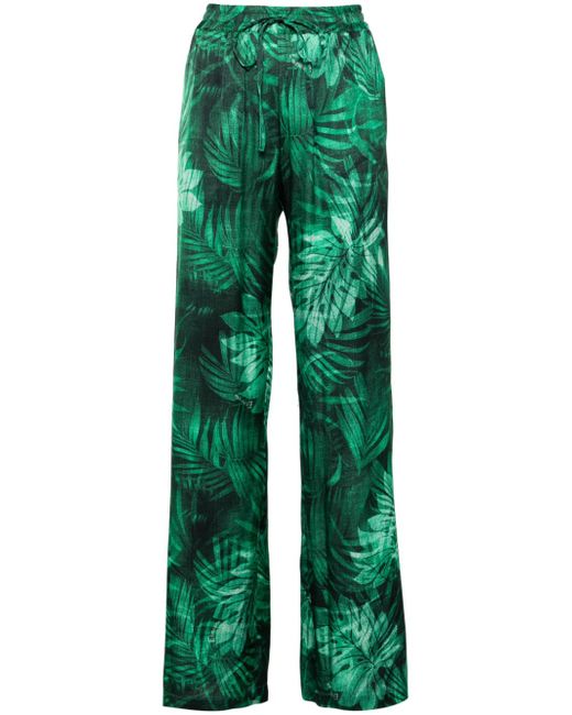 Ermanno Firenze leaf-print trousers