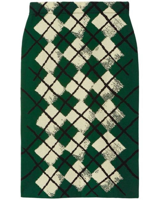 Burberry argyle intarsia-knit midi skirt