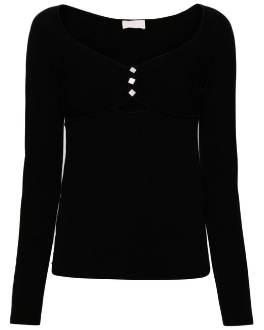 Liu •Jo crystal-embellished cut-out knitted top