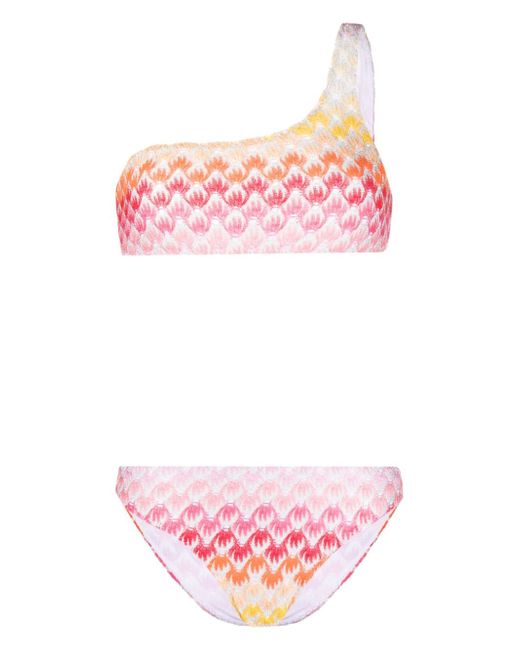 Missoni zigzag one-shoulder lurex bikini