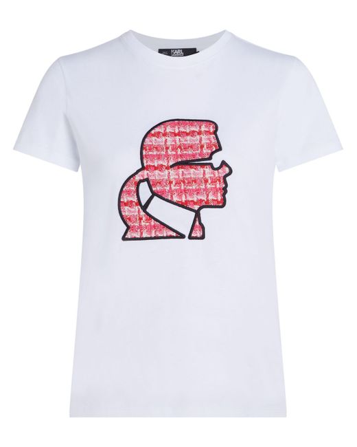 Karl Lagerfeld Bouclé Profile organic-cotton T-shirt