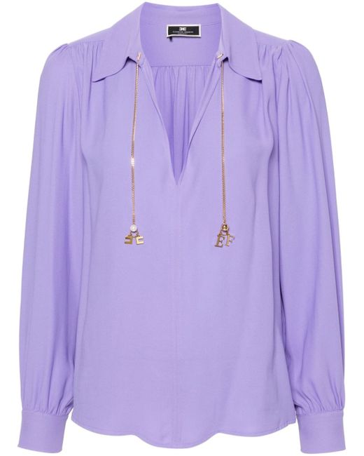 Elisabetta Franchi logo-print georgette blouse