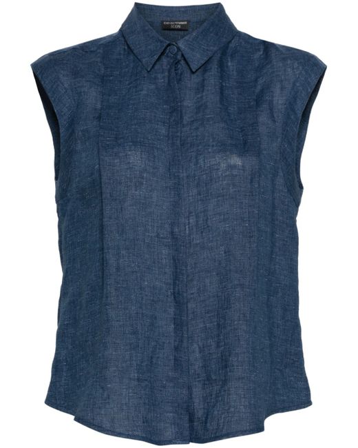 Emporio Armani pleat-detailing chambray shirt