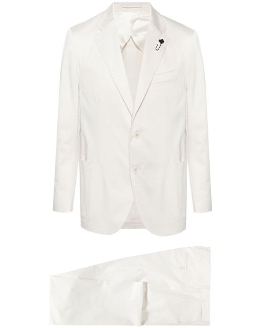 Lardini brooch-detail stretch-cotton suit