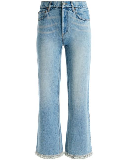 Alice + Olivia Ora embellished wide-leg jeans