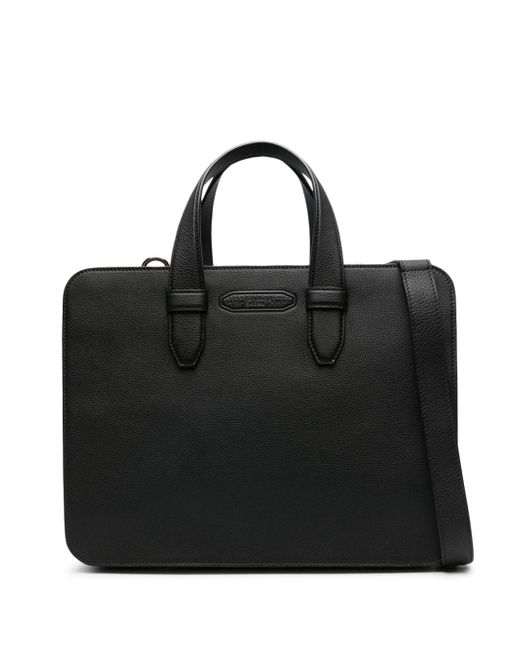 Brioni logo-embossed leather briefcase
