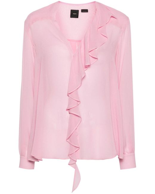Pinko ruffled-detail georgette blouse
