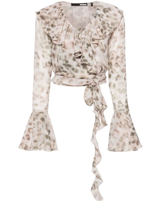 Rotate Birger Christensen leopard-print cropped blouse