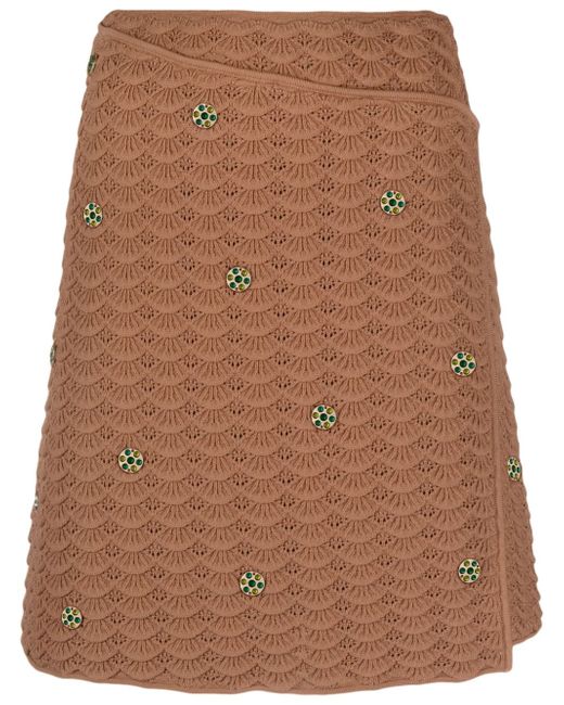 Sandro embellished crochet-knit wrap skirt