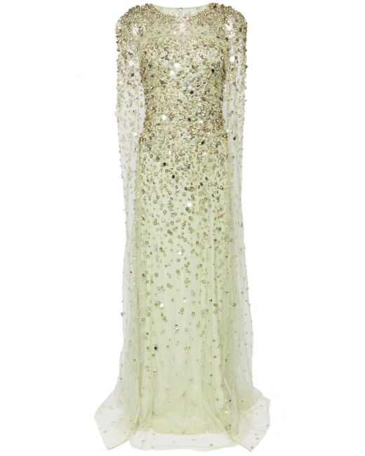 Jenny Packham Songbird sequin-embellished cape gown