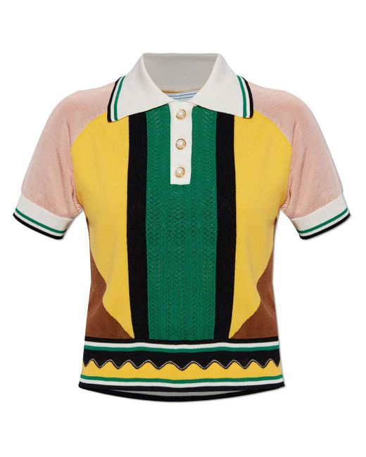 Casablanca colour-block panelled polo shirt