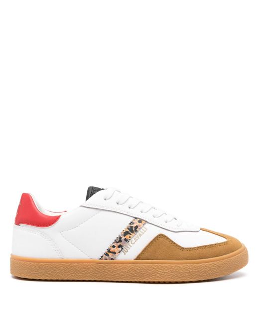Just Cavalli leather contrasting-panels sneakers