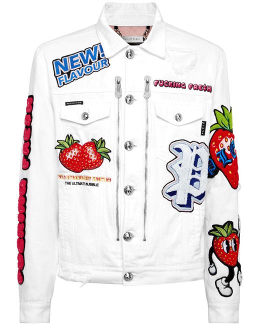 Philipp Plein fruit-patch denim jacket