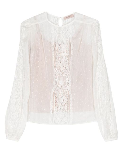Twin-Set bead-embellished lace blouse