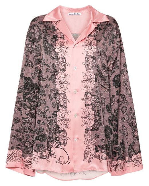 Acne Studios floral-print satin shirt