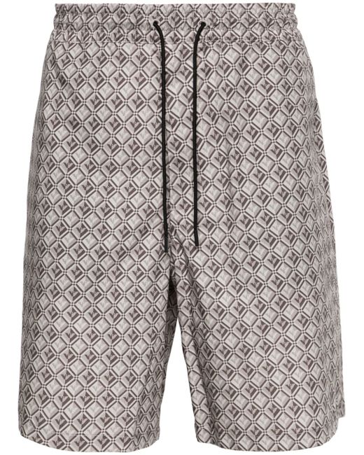 Emporio Armani logo pattern-print poplin shorts