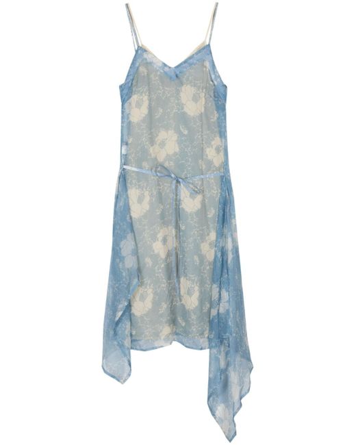 Plan C floral-print silk slip dress