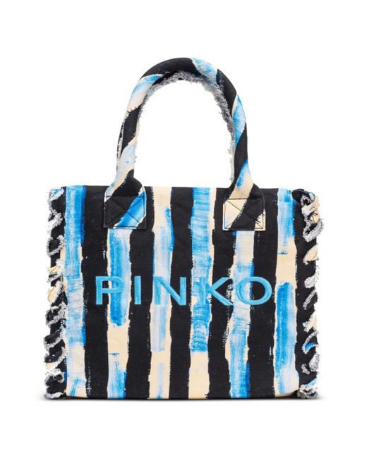 Pinko striped canvas beach bag