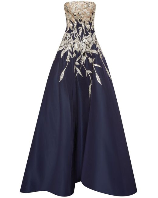 Oscar de la Renta crystal-embellished strapless gown