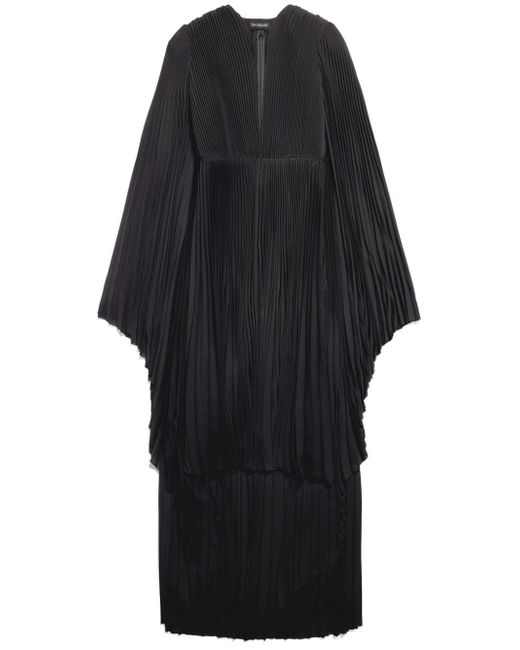 Balenciaga V-neck pleated maxi dress