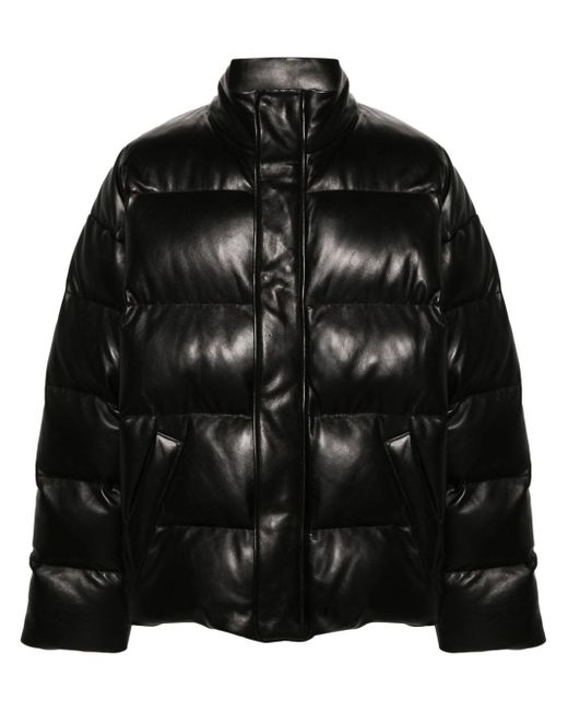 Balenciaga high-neck leather padded jacket