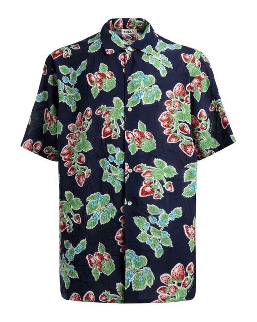 Bally floral-print crinkled shirt