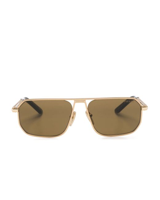 Prada logo-engraved geometric-frame sunglasses