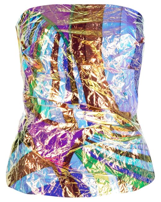 Pucci Iride-print crinkled strapless top