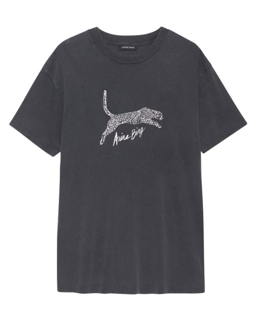 Anine Bing Walker leopard-logo T-shirt