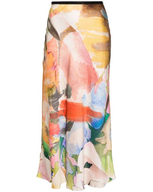 Paul Smith Floral Collage-print midi skirt