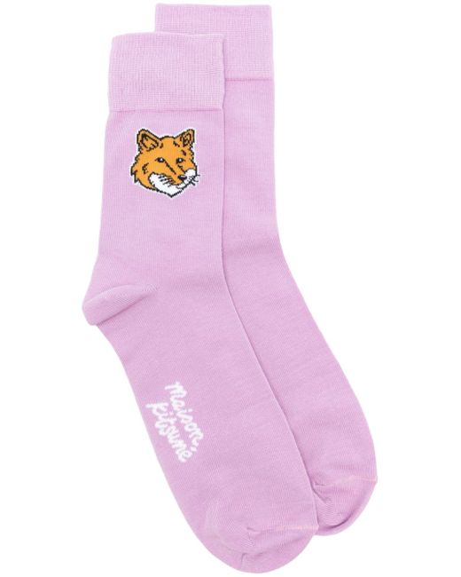 Maison Kitsuné Fox Head logo-intarsia socks