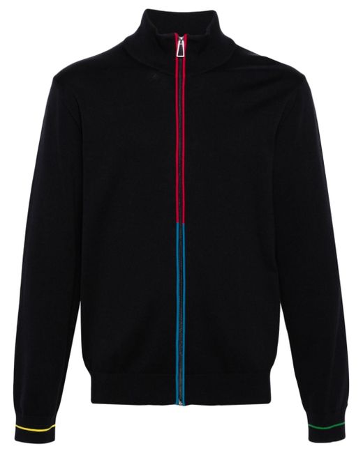 PS Paul Smith piped-trim ribbed-knit cardigan