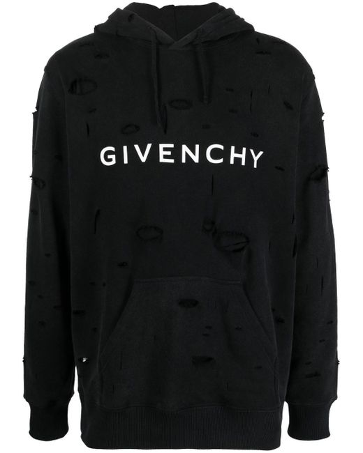 Givenchy distressed-effect drawstring hoodie
