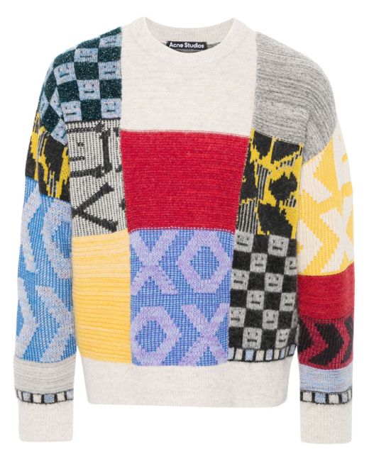 Acne Studios patchwork-pattern knitted jumper