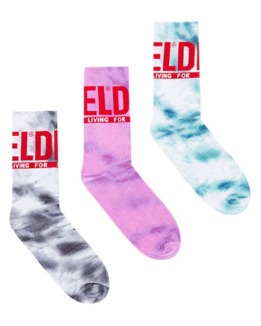 Diesel marble-effect stretch-cotton socks pack of three