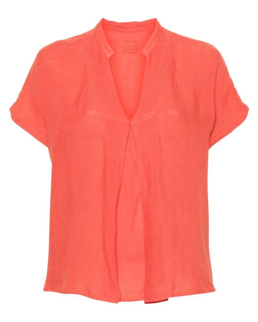 120 Lino inverted-pleat linen blouse