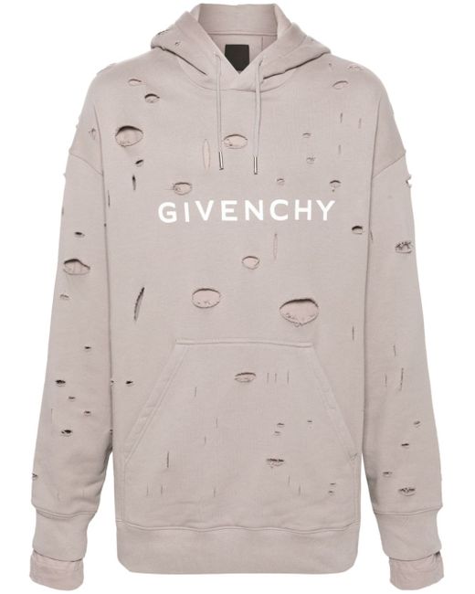 Givenchy logo-print ripped hoodie