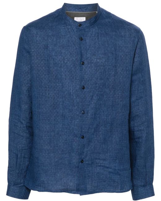 Brunello Cucinelli patterned-jacquard linen shirt