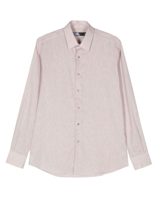 Karl Lagerfeld classic-collar slub-texture shirt