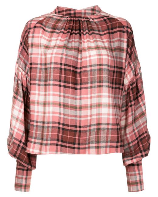 Olympiah check-print round neck blouse