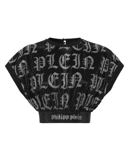 Philipp Plein crystal-embellished cropped top