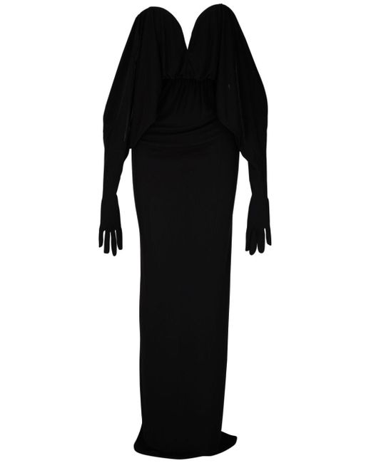 Saint Laurent strapless glove-sleeve maxi dress