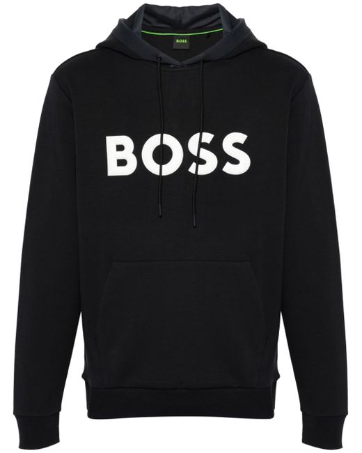 Boss logo-raised drawstring hoodie