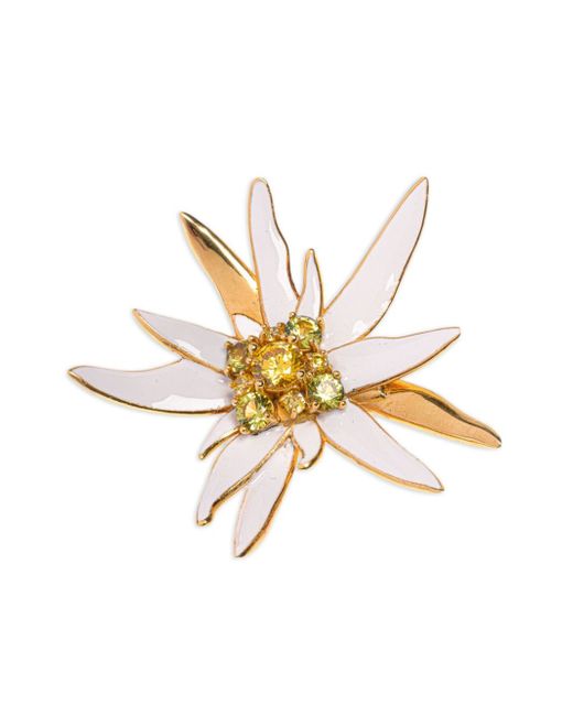 Bally Edelweiss crystal-embellished brooch